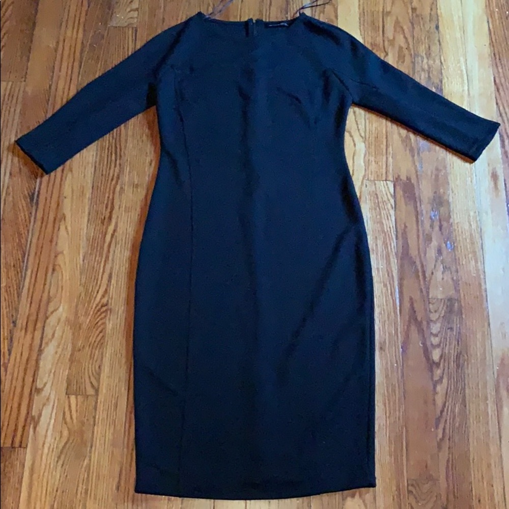 Zara W&B Black Long Sleeve Dress Size L